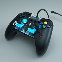 Je veux créer une manette de jeu 3D (gaming controller) pour un projet Arduino.  Caractéristiques :  Design ergonomique, confortable à tenir avec les deux mains Intégration d’un joystick analogique Arduino (position centrale ou légèrement à gauche) Ajout de 2 boutons physiques (faciles d’accès avec le pouce) Ajout de 2 LED pour indiquer des états (ex : alimentation et action)  Contraintes techniques :  Prévoir un espace pour une carte Arduino (Arduino Nano recommandé pour sa taille compacte) Ajouter des supports internes pour fixer le joystick, les boutons et les LED Prévoir des passages pour les fils électriques Ajouter une ouverture pour câble USB ou alimentation Modèle optimisé pour impression 3D (format STL) Possibilité de séparer la manette en deux parties (coque supérieure et inférieure) pour faciliter l’assemblage  Design :  Style moderne gaming (inspiré des manettes PlayStation ou Xbox, mais simplifié) Forme compacte et réaliste Bonne prise en main avec surface lisse ou texture antidérapante  Objectif : Créer un modèle 3D fonctionnel, prêt à être imprimé et utilisé dans un projet Arduino avec joystick analogique, 2 boutons et 2 LED.